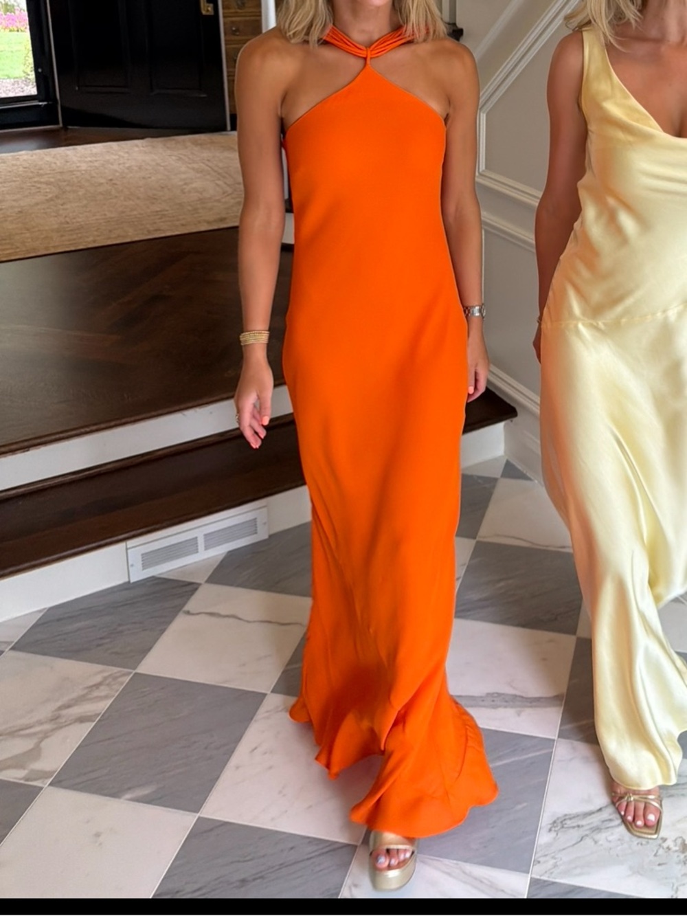 Cult Gaia Pheobe Dress - Orange Cross-Neck Maxi Dress - Women's Formal Gown